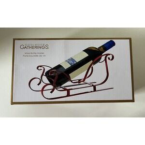 Godinger Gatherings Wine Bottle Holder Red Christmas Santa Sleigh
